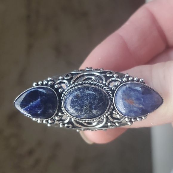 New Oversized Sodalite 925 Silver Statement Ring. - Picture 16 of 16